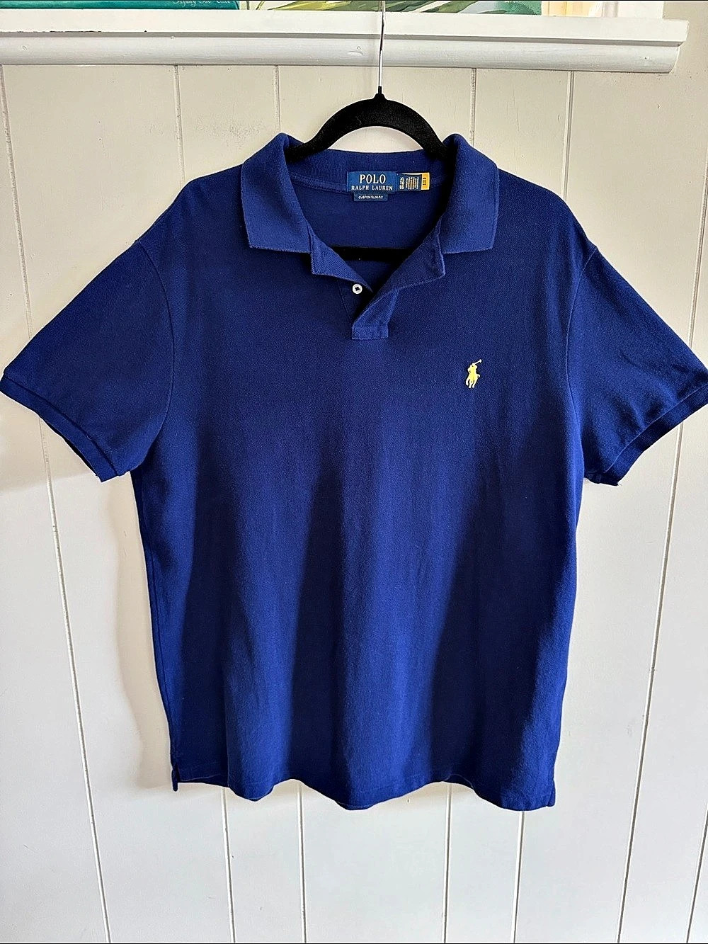 Polo Ralph Lauren Custom Slim Fit Cotton Polo Shirt Blue XL Preppy Old Money